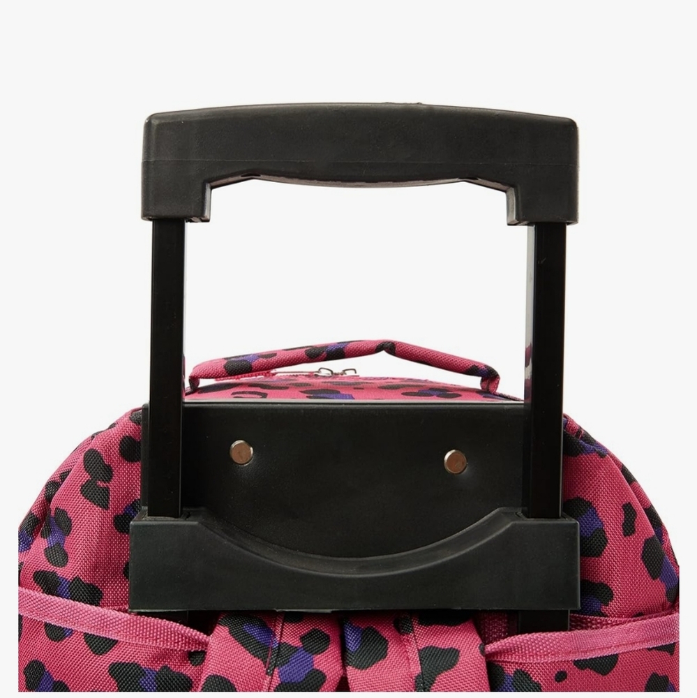 Pink Leopard Print Rolling Backpack - Picture 4 of 14